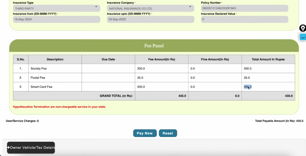 applicable service charges.